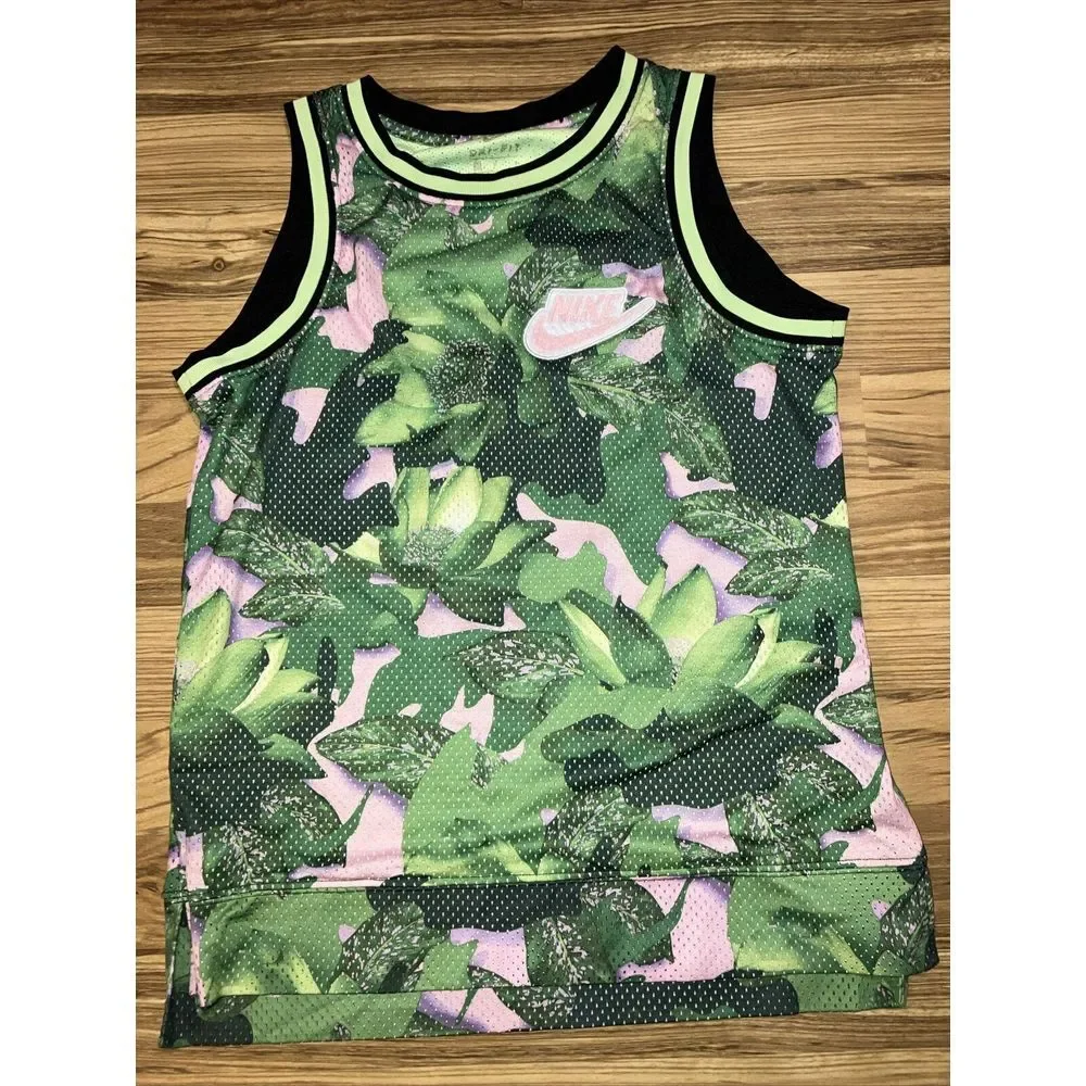 Nike Leaf Basketball‎ Jersey Green Pink Boys Size Large Youth